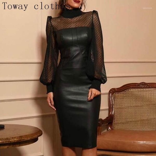 casual dresses faux leather mesh dot midi dress women, Black;gray
casual dresses faux leather mesh dot midi dress women, Black;gray