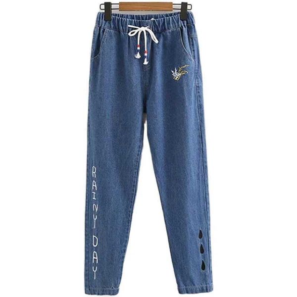 women embroidery jeans streetwear pockets denim harem pants autumn hight waist full-length capris for female blue trousers 210526
women embroidery jeans streetwear pockets denim harem pants autumn hight waist full-length capris for female blue trousers 210526