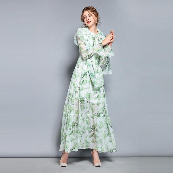 casual dresses 2021 style long sleeve dress women's fresh green leaf printing pleated sweet silk spring and summer, Black;gray
casual dresses 2021 style long sleeve dress women's fresh green leaf printing pleated sweet silk spring and summer, Black;gray