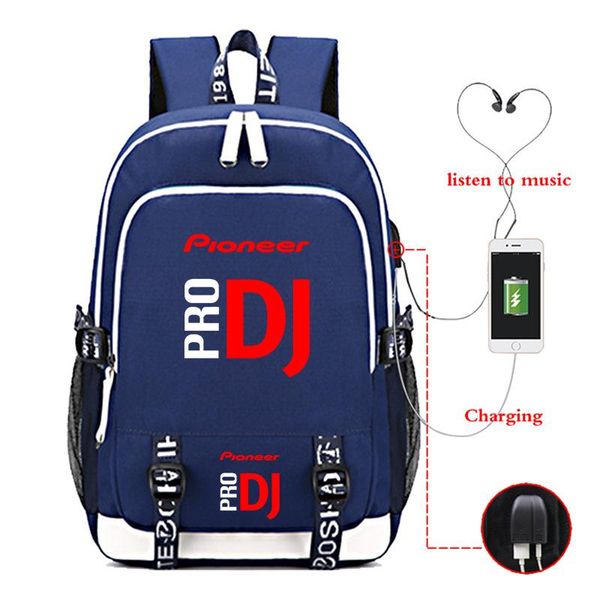 backpack fashion pioneer pro dj students school bag boys girls book bags teens usb charging laprucksack travel mochila