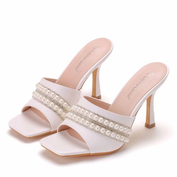 slippers women mules shoes summer high heel string beads open toe outside casual slides 2021 fashion white sandals a0139, Black
slippers women mules shoes summer high heel string beads open toe outside casual slides 2021 fashion white sandals a0139, Black