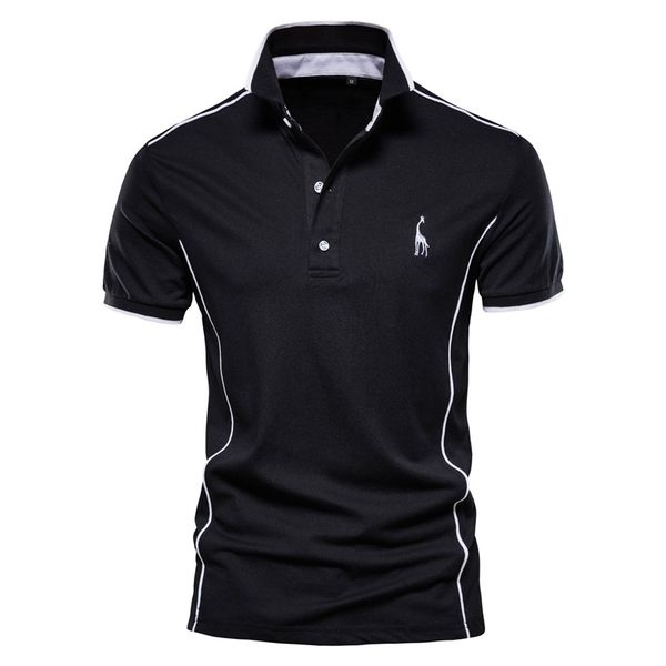 new summer cotton polo shirt men turn down collar casual social style giraffe brand embroidery mens polos male tees 210401, White;black
new summer cotton polo shirt men turn down collar casual social style giraffe brand embroidery mens polos male tees 210401, White;black