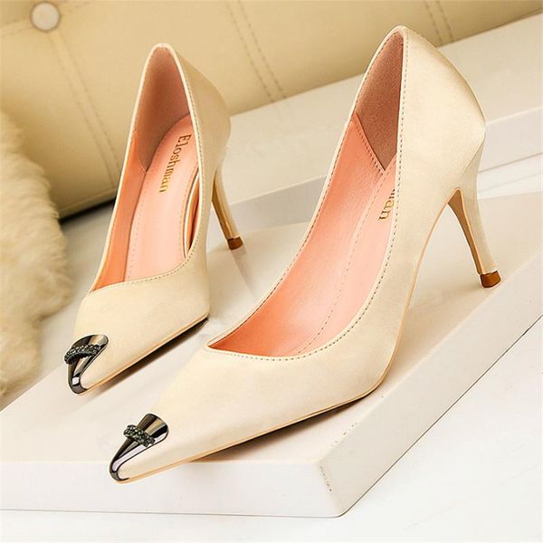 dress shoes women crystal metal decoration fashion pumps stiletto solid silk shallow woman red wedding ladies party high heels 7cm, Black
dress shoes women crystal metal decoration fashion pumps stiletto solid silk shallow woman red wedding ladies party high heels 7cm, Black