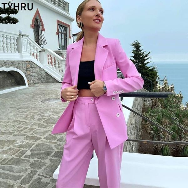 women's two piece pants tyhru women spring and autumn solid color lapel long sleeve double breasted blazer two-piece costume, White
women's two piece pants tyhru women spring and autumn solid color lapel long sleeve double breasted blazer two-piece costume, White