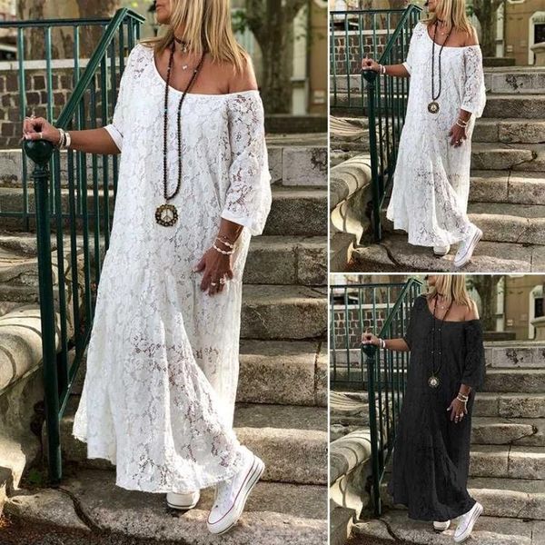 summer women lace maxi long dress 3/4 sleeve party bohemian sundress casual loose dresses, Black;gray
summer women lace maxi long dress 3/4 sleeve party bohemian sundress casual loose dresses, Black;gray