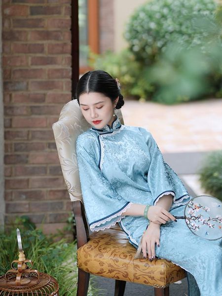one piece inverted large sleeve cardigan cheongsam for young girls ethnic clothing, Red
one piece inverted large sleeve cardigan cheongsam for young girls ethnic clothing, Red