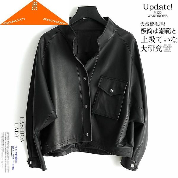 women's leather & faux natural sheepskin 100% coat female genuine jackets women slim short spring autumn outwear real coats 6022, Black
women's leather & faux natural sheepskin 100% coat female genuine jackets women slim short spring autumn outwear real coats 6022, Black