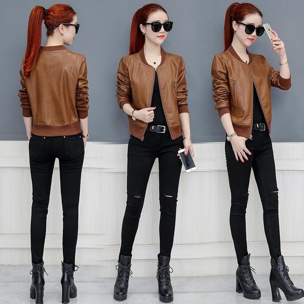 women's leather & faux windbreaker 2021 spring fashion short clothes slim fit thin fur coat temperament, Black
women's leather & faux windbreaker 2021 spring fashion short clothes slim fit thin fur coat temperament, Black