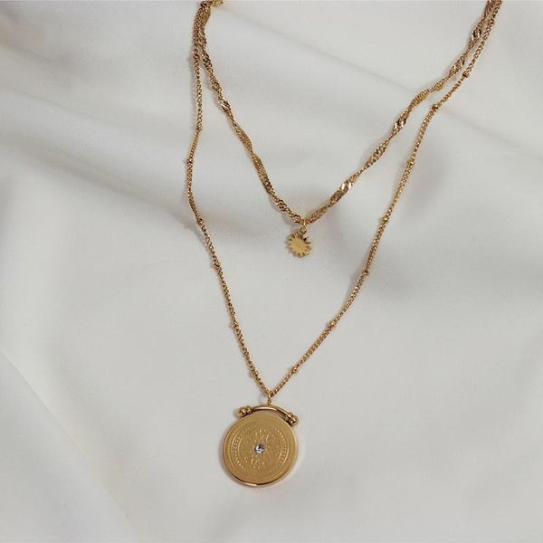 chains french luxury titanium steel necklace double-layer rome round card retro star pendant for women 2021 trend, Silver
chains french luxury titanium steel necklace double-layer rome round card retro star pendant for women 2021 trend, Silver