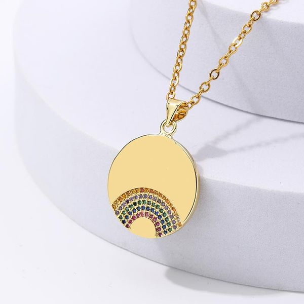 trendy simple exquisite rainbow cz pendant necklace stainless steel gold color girl/women beauty and luck jewelry gift necklaces, Silver
trendy simple exquisite rainbow cz pendant necklace stainless steel gold color girl/women beauty and luck jewelry gift necklaces, Silver