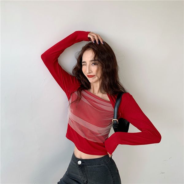 spring women long sleeve lace mesh patchwork basic solid casual blouse tee shirt female 210510, White
spring women long sleeve lace mesh patchwork basic solid casual blouse tee shirt female 210510, White