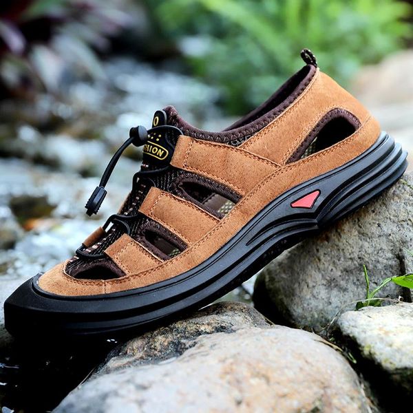 sandals summer men's genuine leather business casual shoes breathable design outdoor beach roman water sneakers, Black
sandals summer men's genuine leather business casual shoes breathable design outdoor beach roman water sneakers, Black