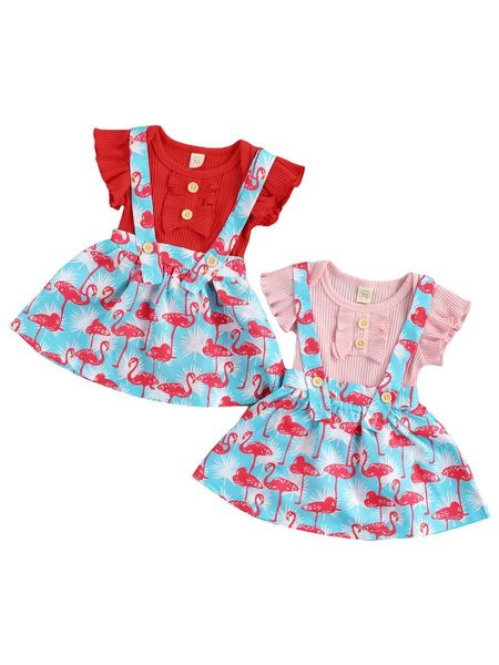 2pcs toddler summer outfits, solid color short sleeves romper + flamingo print suspenders dress for baby girls, 0-24 months clothing sets, White
2pcs toddler summer outfits, solid color short sleeves romper + flamingo print suspenders dress for baby girls, 0-24 months clothing sets, White