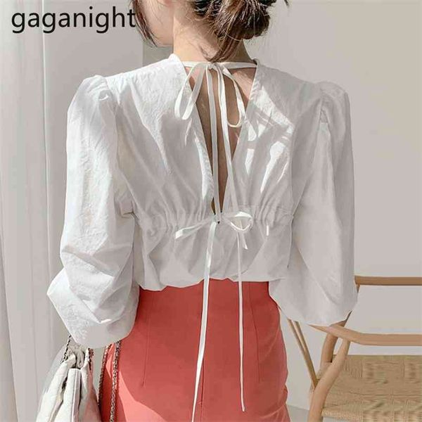 gaganight backless bandage long puff sleeve shirt solid elegant o neck loose women blusas korean chic blouse spring summer 210730, White
gaganight backless bandage long puff sleeve shirt solid elegant o neck loose women blusas korean chic blouse spring summer 210730, White
