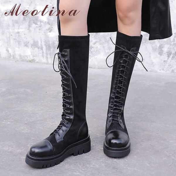 meotina women motorcycle boots shoes real leather platform high heel long boots lace up zip block heels knee high boots black 43 210608
meotina women motorcycle boots shoes real leather platform high heel long boots lace up zip block heels knee high boots black 43 210608