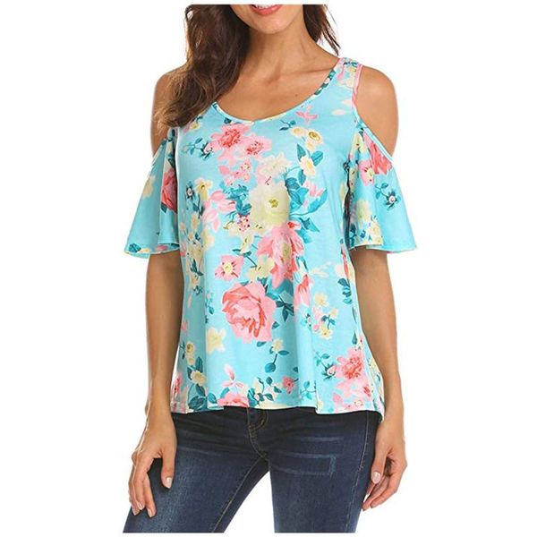 women's t-shirt women summer t-shirts o-neck floral print short sleeve cold shoulder tee shirt casual loose pullover tshirt, White
women's t-shirt women summer t-shirts o-neck floral print short sleeve cold shoulder tee shirt casual loose pullover tshirt, White