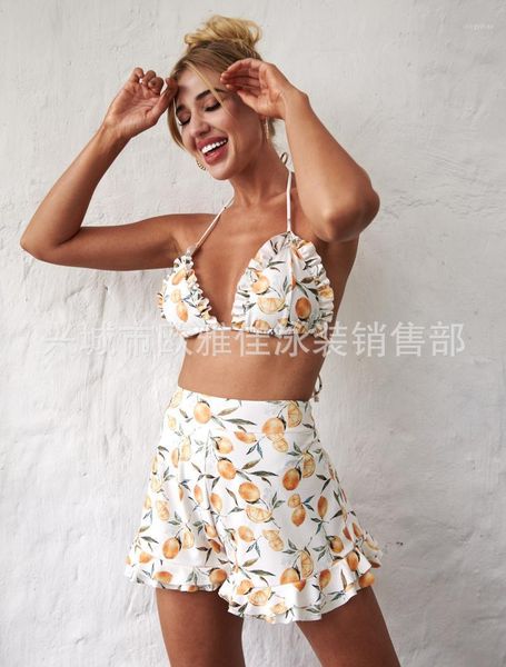european and american foreign trade swimsuit suit style lemon boxer bikini women's swimwear, White;black
european and american foreign trade swimsuit suit style lemon boxer bikini women's swimwear, White;black