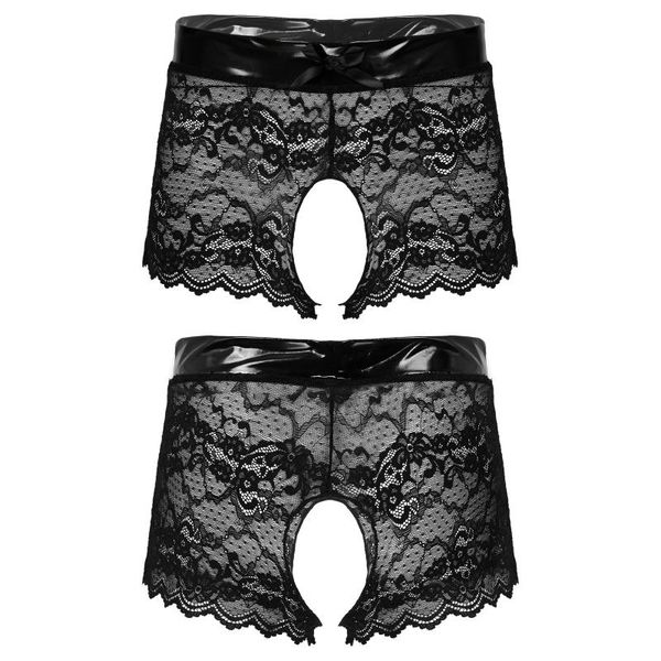 women's panties lingerie see-through lace briefs underwear for womens low waist patent leather underpants exotic apparel open crotch, Black;pink
women's panties lingerie see-through lace briefs underwear for womens low waist patent leather underpants exotic apparel open crotch, Black;pink