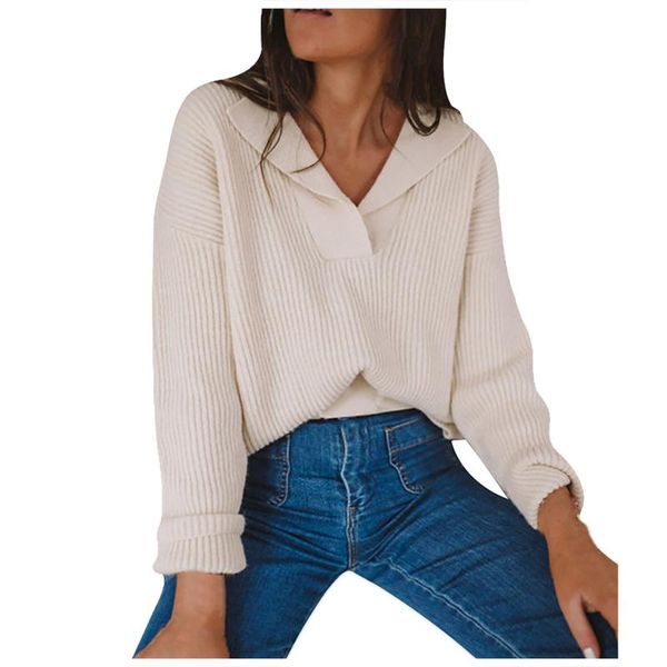 women's sweaters for womens solid autumn long sleeve all-match leisure sweater knitted pullovers turn down collar winter jumpers 2021, White;black
women's sweaters for womens solid autumn long sleeve all-match leisure sweater knitted pullovers turn down collar winter jumpers 2021, White;black