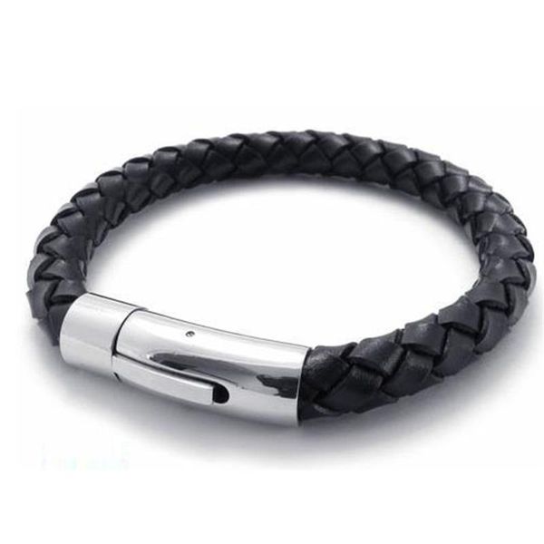 Link, Chain 8mm Titanium Steel Snap Buckle Bracelet Rope Braided Leather Hand Fashion Retro Black
Link, Chain 8mm Titanium Steel Snap Buckle Bracelet Rope Braided Leather Hand Fashion Retro Black