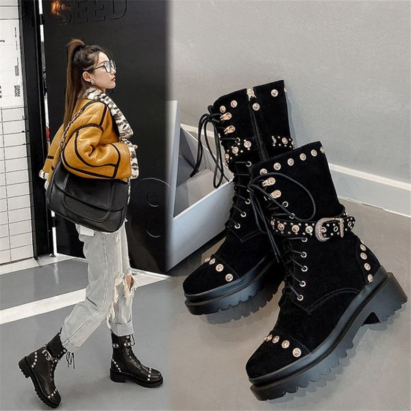 winter boots women stylish flat lace-up s personalized belt buckle comfortable ankle boots for women fashion 210507, Black
winter boots women stylish flat lace-up s personalized belt buckle comfortable ankle boots for women fashion 210507, Black