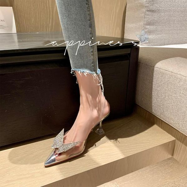sandals one line diamond bow 2021 transparent french leather thin heeled high shoes, Black
sandals one line diamond bow 2021 transparent french leather thin heeled high shoes, Black