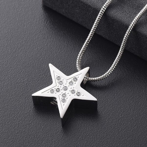 pendant necklaces ksj10925 clear rhinestones inlay five-pointed star shape necklace for women 316l stainless steel cremation jewelry keepsak, Silver
pendant necklaces ksj10925 clear rhinestones inlay five-pointed star shape necklace for women 316l stainless steel cremation jewelry keepsak, Silver