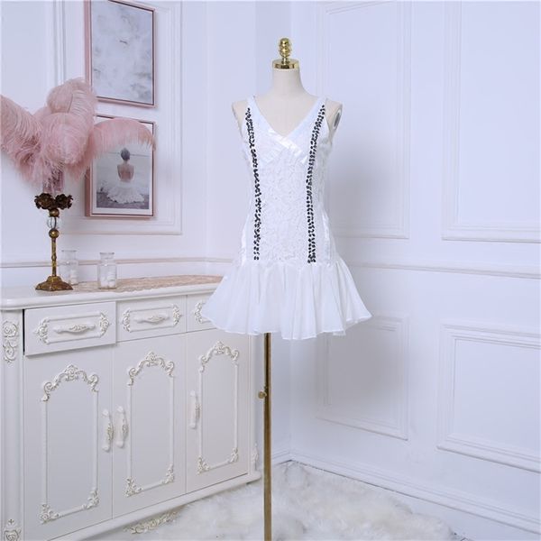 luxury quality runway summer women v neck sleeveless party dress female beautiful dresses 210428, White
luxury quality runway summer women v neck sleeveless party dress female beautiful dresses 210428, White