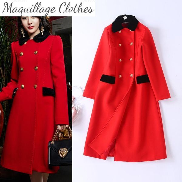 autumn winter fashion women's red overcoat elegant double-breasted coat c110 wool & blends, Black
autumn winter fashion women's red overcoat elegant double-breasted coat c110 wool & blends, Black