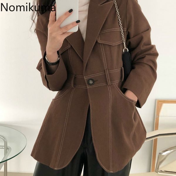 nomikuma autumn vintage patchwork women jacket new korean single button slim elegant coat double pockets outwear 6c322 210427, Black;brown
nomikuma autumn vintage patchwork women jacket new korean single button slim elegant coat double pockets outwear 6c322 210427, Black;brown