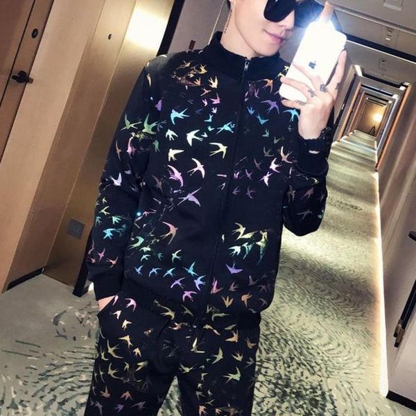 men's tracksuits 2 fashion printed piece sets jacket + pant ropa hombre sport mens leisure 2021 autumn rainbow stamping flower set men, Gray
men's tracksuits 2 fashion printed piece sets jacket + pant ropa hombre sport mens leisure 2021 autumn rainbow stamping flower set men, Gray