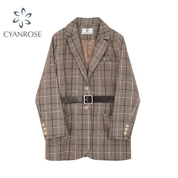 vintage plaid blazer women sashes single breasted autumn winter casual suit jacket long sleeve pockets female blazers outwear 210515, White;black
vintage plaid blazer women sashes single breasted autumn winter casual suit jacket long sleeve pockets female blazers outwear 210515, White;black
