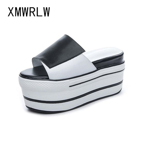 slippers xmwrlw genuine leather women platform 2021 summer rubber sole high heels slipper woman shoes ladies slides, Black
slippers xmwrlw genuine leather women platform 2021 summer rubber sole high heels slipper woman shoes ladies slides, Black