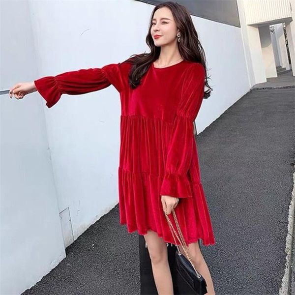 casual dresses 2021 autumn winter velvet mini women dress vintage pleated elegant fashion full flare sleeve vestidos -4xl 5xl 6xl, Black;gray
casual dresses 2021 autumn winter velvet mini women dress vintage pleated elegant fashion full flare sleeve vestidos -4xl 5xl 6xl, Black;gray