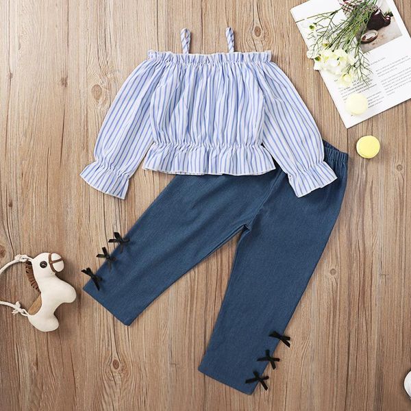 clothing sets spring autumn kid baby girls clothes blue striped sling long sleeve t shirt solid color bow pants trousers outfits, White
clothing sets spring autumn kid baby girls clothes blue striped sling long sleeve t shirt solid color bow pants trousers outfits, White