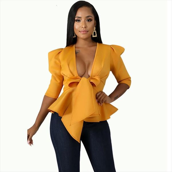 elegant office and womens blouses deep v neck half tie bow peplum shirt blusa plus size blusas feminina, White
elegant office and womens blouses deep v neck half tie bow peplum shirt blusa plus size blusas feminina, White