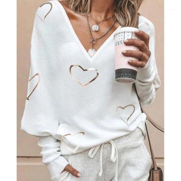 women's blouses & shirts 2021 fashion shirt elegant v-neck bronzing print female casual long sleeve solid lady pullover, White
women's blouses & shirts 2021 fashion shirt elegant v-neck bronzing print female casual long sleeve solid lady pullover, White