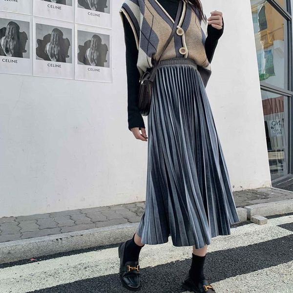 fall winter casual pleated skirts women elastic high waist solid colore eegant loose office lady plus size velvet skirt, Black
fall winter casual pleated skirts women elastic high waist solid colore eegant loose office lady plus size velvet skirt, Black