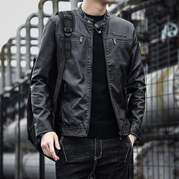 men's fur & faux boutique leather 2021 spring and autumn korean slim casual coat pu jacket, Black
men's fur & faux boutique leather 2021 spring and autumn korean slim casual coat pu jacket, Black