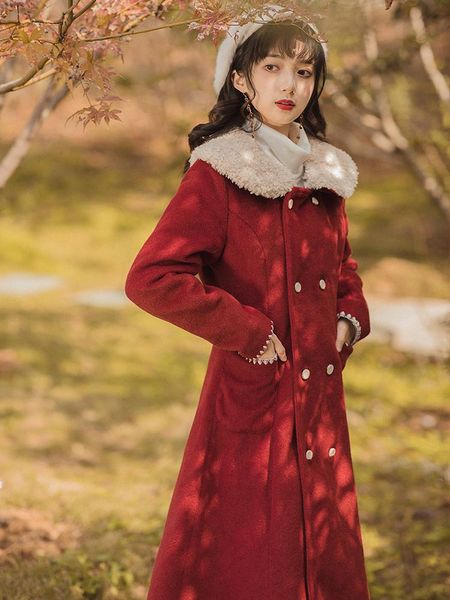 women's wool & blends autumn and winter women woollen overcoat hepburn thickening cotton clip detachable collar vintage oversize fashio, Black
women's wool & blends autumn and winter women woollen overcoat hepburn thickening cotton clip detachable collar vintage oversize fashio, Black