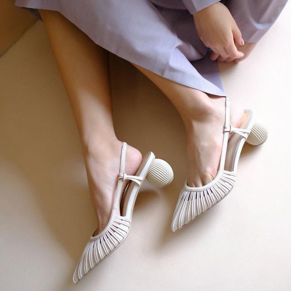 genuine leather med heels shoes summer women strange slingbacks poined toe office dress sandals, Black
genuine leather med heels shoes summer women strange slingbacks poined toe office dress sandals, Black