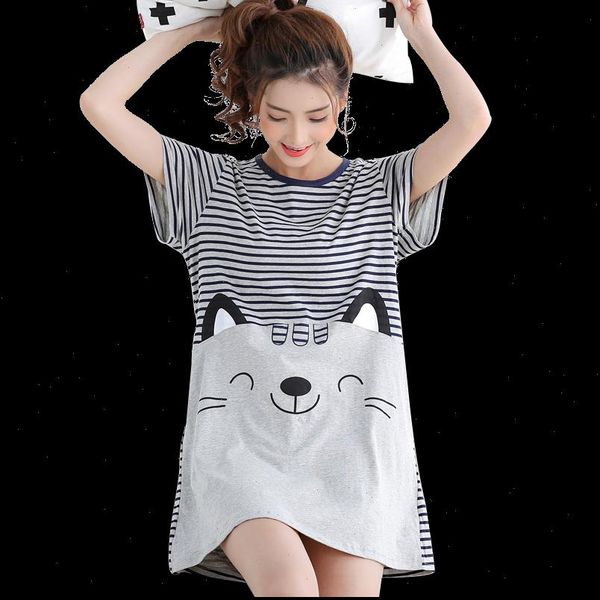 summer knitted cotton nightgown women sleepwear short sleeve cartoon sweet soft nightdress loose plus size 5xl girls nightwear, Black;red
summer knitted cotton nightgown women sleepwear short sleeve cartoon sweet soft nightdress loose plus size 5xl girls nightwear, Black;red