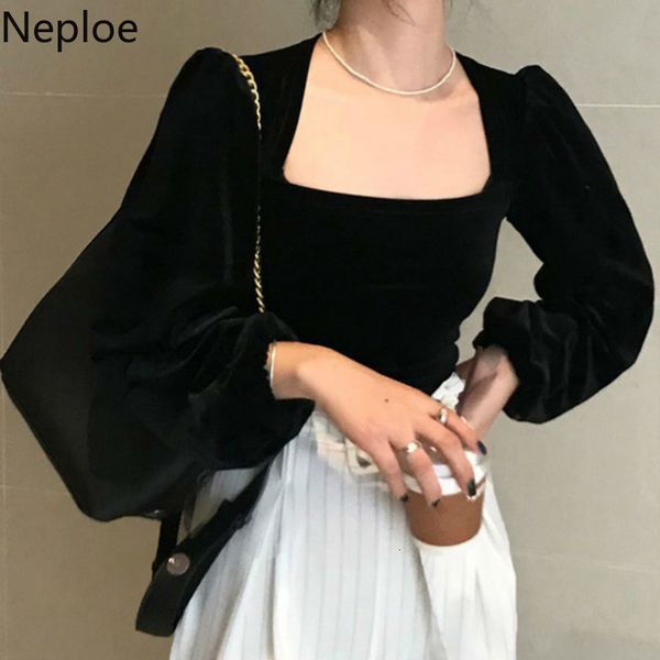 women's t-shirt neploe retro gold velet square collar puff long sleeve short t shirt solid slim fit temperament autumn spring tee 47618, White
women's t-shirt neploe retro gold velet square collar puff long sleeve short t shirt solid slim fit temperament autumn spring tee 47618, White
