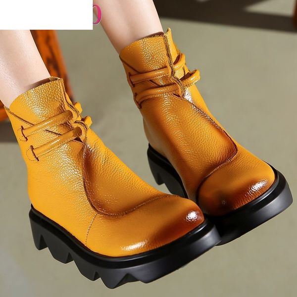 boots comfortable genuine leather women's thick-soled platform wedge heel short casual retro boot shoes round toe tsef, Black
boots comfortable genuine leather women's thick-soled platform wedge heel short casual retro boot shoes round toe tsef, Black