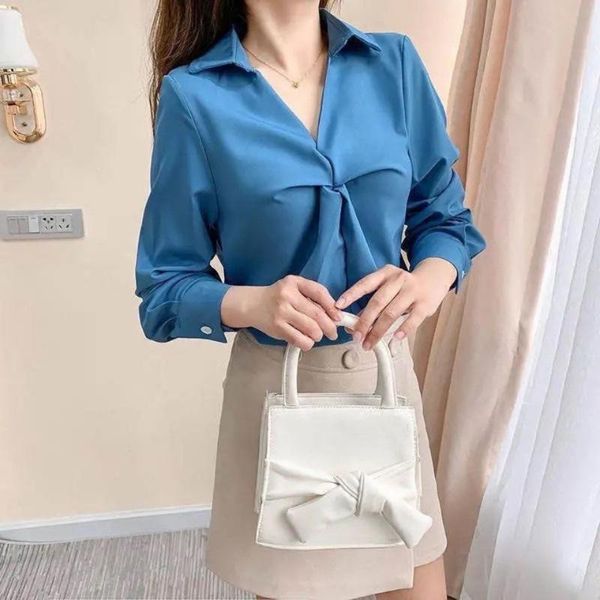 women's blouses & shirts autumn fashion temperament women chiffon long sleeve -neck office style chic blusas mm1301, White
women's blouses & shirts autumn fashion temperament women chiffon long sleeve -neck office style chic blusas mm1301, White