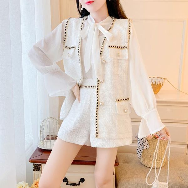 women's tracksuits bulochova fall winter 2 pieces sets suit clothes pearls buttons tweed wool vest coat + shorts suits 2021, Gray
women's tracksuits bulochova fall winter 2 pieces sets suit clothes pearls buttons tweed wool vest coat + shorts suits 2021, Gray