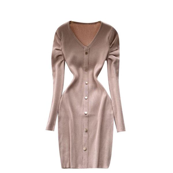 casual dresses wigadfhk elegant solid color slim-fit knit dress fall women's v-neck single-breasted 2021 vestidos, Black;gray
casual dresses wigadfhk elegant solid color slim-fit knit dress fall women's v-neck single-breasted 2021 vestidos, Black;gray