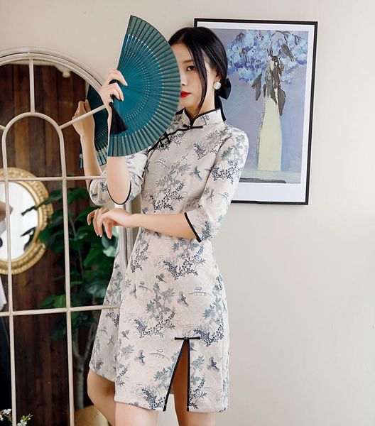 ethnic clothing half sleeve side split vintage qipao slim classic mandarin collar chinese dress women vestidos improved prom gown cheongsams, Red
ethnic clothing half sleeve side split vintage qipao slim classic mandarin collar chinese dress women vestidos improved prom gown cheongsams, Red