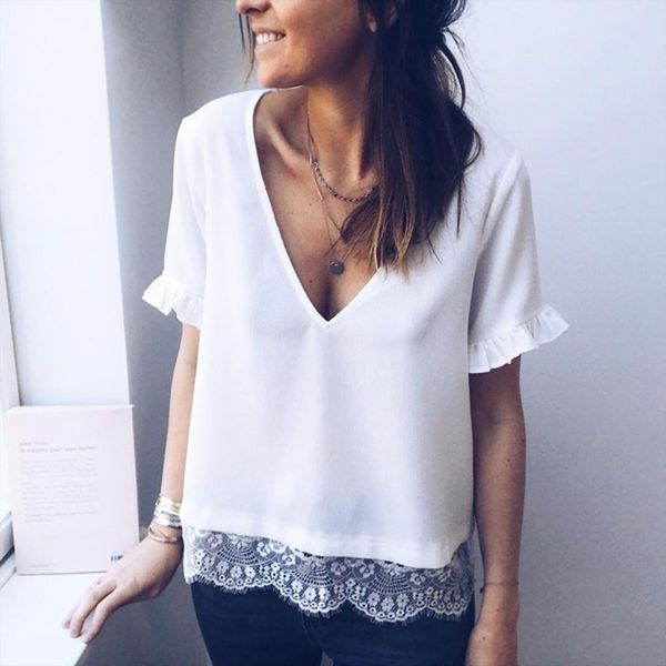 white v neck womens t shirts lace fashion plus size solid short sleeve causal female arrives g6
white v neck womens t shirts lace fashion plus size solid short sleeve causal female arrives g6