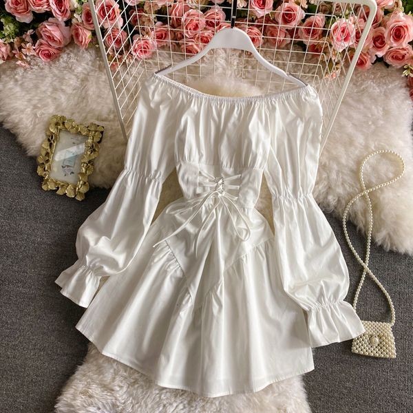 2021 casual female black bandage mini dress ladies off the shoulder puff sleeve korean shirt dressed, Black;gray
2021 casual female black bandage mini dress ladies off the shoulder puff sleeve korean shirt dressed, Black;gray